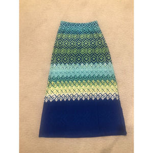 Chico's Diamond-Print Maxi Skirt Size 0 / Small Blue Green